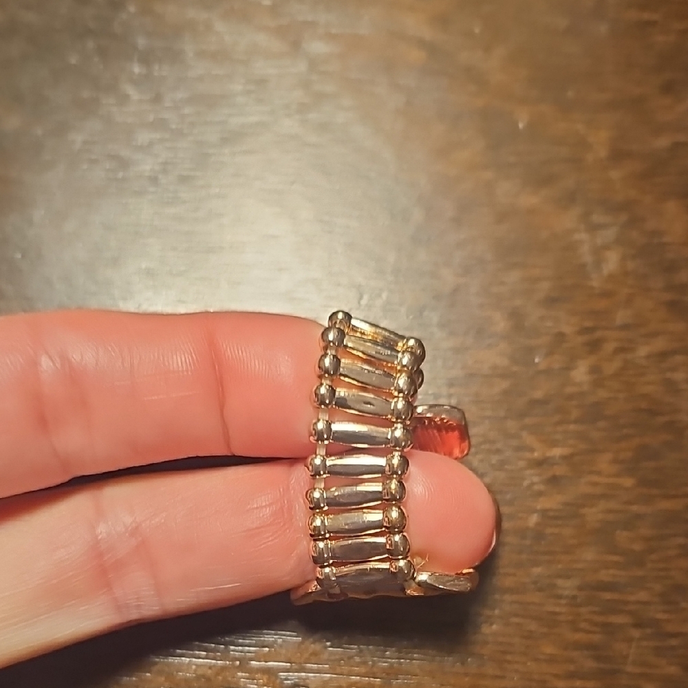 Gold Cuff Bracelet and Ring Set - Picture 4 of 15